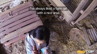 Policeman Fucks Farm Girl in the ASS in a Barn - Fake Cop