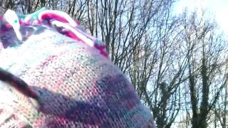 A very risky walk playing with my gorgeous tits!