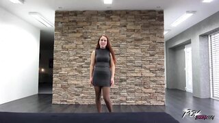 Girl in pantyhose will open her legs to Sit on an erected bazooka