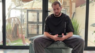 Boyfriend Jerking Off on girlfriend But she Caught Him and Join to Handjob and Fuck with Old boyfriend