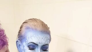 X-men Mystique Body Paint Shower Removal & Fucking
