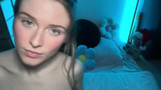 Shy skinny college blonde from OF does first naughty live stream