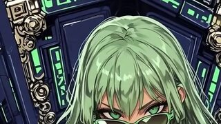 Cybrpunk green girl doing sexy pose (Ai animation)