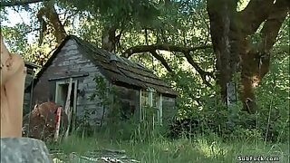 Journalist Chanel Preston investigates ritual in woods of blonde slave Iris Rose and then gets caught and anal fucked in rope bondage by John Strong