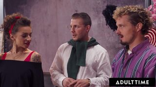 ADULT TIME - Coworkers' Naughty Christmas Vintage Photoshoot Turns Into Festive WILD ORGY