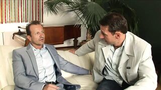 Blonde maid banged by two men in a double penetration