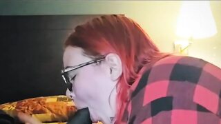 Redhead Aubrey Bigbabe304 Slobbers on a Big Fat Black Cock