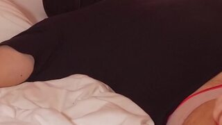 MILF riding a tied Slave′s Face Dildo to Orgasm while his Cock is covered in a Chastity Cage