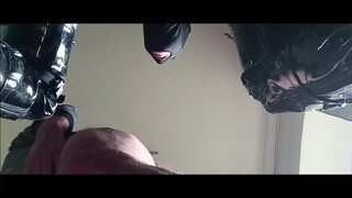 Milf chairtied, throatfucked with ring gag and throatpie