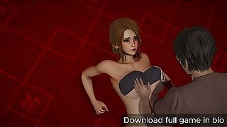 Hot brunette gets her big tits groped by a pervert young man - (You can download full game in bio)