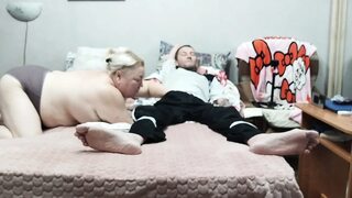 Girlfriend caresses my cock with her mouth until I cum in her mouth