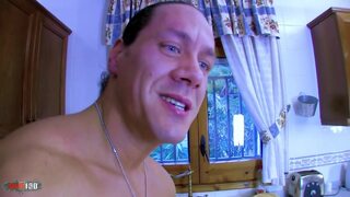 Petite French Brunette trying Rod Diesel's huge cock in her ass