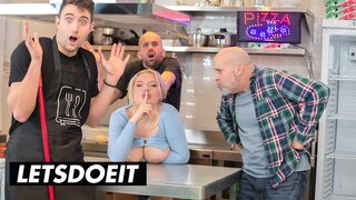 Blonde bombshell Miss Jackson ravages two eager stepsons with her