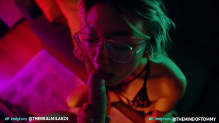 Cute goth teen sucks cock and gets creampied before going out - Mila Koi