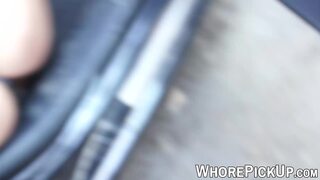 Hot Euro street girl enjoys creampie creampie in close-up