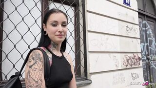 German Scout: Big Tatted College Girl Grabs Hard Streetcasting