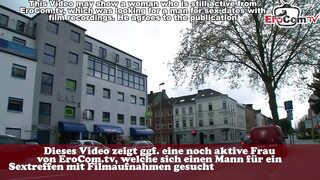 Sexy German broadwaxed on pavement under neon lights