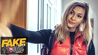 Fake Hostel Hot MILF and Young lesbian to fuck straight