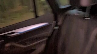Horny cheating wife gets naked & fucked doggy in the back of car- loud moaning & cum of her ass