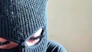 Hot girl with massive M cup boobs wearing ski mask worships and sucks massive monstercock