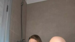 Amateur blonde fucking so hot in the bathroom