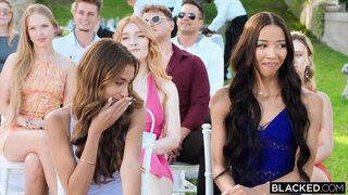 Throated, pounded, and stuffed, Agatha's BBC creampie in threesome gets