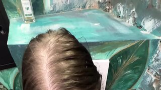 In the toilet of the club with a stranger, I