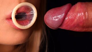 Ferocious Blowjob: Condom Ripped Open, Mouth Filled with Cum, ASMR