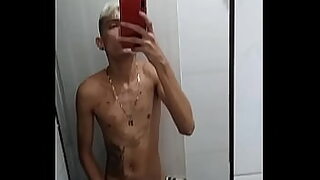 Jerking off in the bathroom after the football game