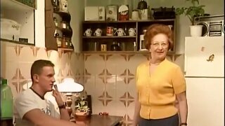 Granny hairy pussy fucking in the kitchen