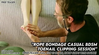 Intimate Rope Play and Toenail Clipping BDSM Scene