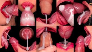 Best Mouth Sucking Cumshots Compilation: Milking, Foreskin Action with Condom