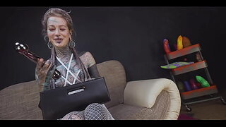 Anuskatzz gets a stainless steel dildo to shove up her