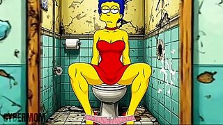 Married Housewife Gets Fucked In A Public Dirty Restroom. Cartoon. Simpsons Parody. Gloryhole
