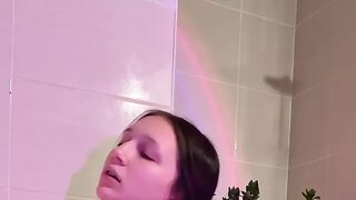 College Cutie Kristina Goes All Out on Solo Bathroom Orgasm💦