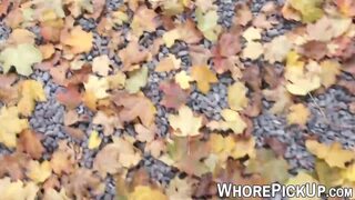 Euro street whore picked up and fucked doggystyle outdoor