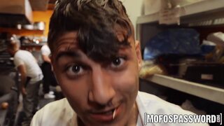 Hot studs take turns throating Violet Gem in a nasty