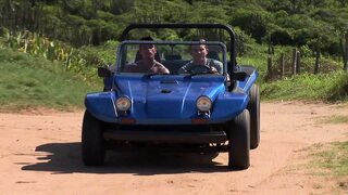 Babalou takes dicks in each hole on the sandy beach