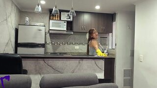 Busty Sexy Maid Gets Horny Cleaning, Jacks Me Off, Sucks