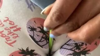 Slippery fingers screwing in the cubicle