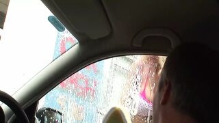 Busty Car Wash Babe Gets Her Pierced Pussy Drilled by