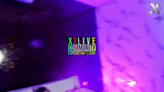 Black Dildo Against Her White Pussy