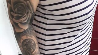 Mom's got her skirt rocked back by son, exposing her