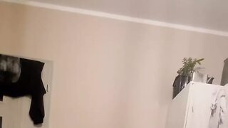 Sister in red pigtails rides brother, gets him to come