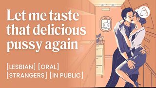 Lustful Lesbianns' Wet Pussey Soaks Seats, Craving Cum; Risky Public