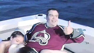 Classic outdoor group bang featuring three sloppy tramps and one