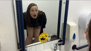 Dirty exec gets a raw facial in a public toilet,
