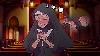 Whore nun devours humongous ebony dong in depraved anime orgy!