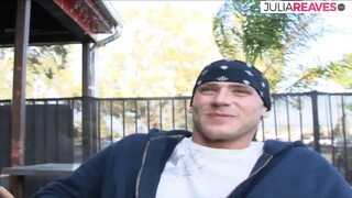 Blonde MILF sucks a monster cock then gets a hard fuck on the bed