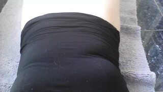 18 year old amputee girl touches her smooth innocent cleft